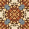 Autumn leaves woodland seamless pattern. Brown retro kaleidoscopic textile print. Backdrop of vintage ornate forest