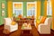 Autumn living room interior. Vector illustration.