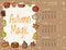 Autumn magic cute cozy hygge 2019 fall calendar with fall symbols decor