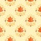 Autumn maple leaf damask seamless pattern background