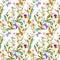 Autumn meadow, prairie. Floral sprigs, flowers. Vintage seamless spacial pattern. Watercolor