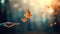 Autumn mental health. Embracing Change: person releasing Autumn falling leaf into the wind, signifying letting go and embracing
