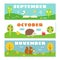 Autumn Months Calendar Flashcards Set.