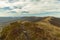 Autumn moody mountain highland landscape meadow rocky scenic view without people here in gray October time