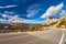 Autumn morning alpine Dolomites mountain scene. Peaceful Valparola Path view, Belluno, Italy