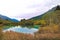 Autumn morning view of Zelenci nature reserve, Slovenia, Europe. Beauty of nature concept background