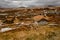 Autumn mountain landscape of Rondane National Park in Norway, Peer Gynt hytta