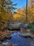 Autumn mountain stream landscape view. Blue Ridge Mountains in Fall.