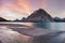 Autumn in the mountains near Bow Lake Banff National Park Alberta Canada Bow Lake panorama reflection with first snow in mountains