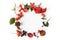 Autumn natural wreath of leaves, cones, berries on a white background, place for text