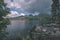 autumn nature reflection in lake of Strbske Pleso in Slovakia -