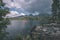 autumn nature reflection in lake of Strbske Pleso in Slovakia -