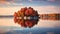 Autumn Nature Tree On Island: Stunning Reflection By Lake