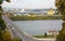 Autumn Nizhny Novgorod and the bridge over the Oka river