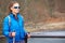 Autumn Nordic walking - active woman