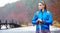 Autumn Nordic walking - active woman