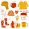 Autumn objects set. Cute hand drawn doodle fall objects including leaves
