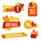 Autumn offer sales. Vector badges and stickers for advertizing