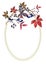 Autumn oval frame of colorful leaves, bunches of berries, branch of wild grapes. Bright ornament. Hand drawn watercolor.