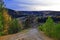 Autumn panorama of the bend of the Irgina river from the top of Vakutin stone