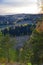 Autumn panorama of the bend of the Irgina river from the top of Vakutin stone