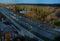 Autumn panorama of the city overlooking Marshal Zhukov street with lively evening traffic of cars