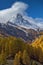Autumn panorama of Mount Matterhorn, Canton of Valais
