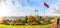 Autumn panorama of the Otagtepe park and the Fatih Sultan Mehmet bridge of Istanbul, Turkey