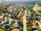 Autumn panorama of the streets of modern single-family houses of the upper and middle class. American real estate in Virginia USA