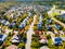 Autumn panorama of the streets of modern single-family houses of the upper and middle class. American real estate in Virginia USA