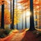 An autumn panoramic poster with copy space