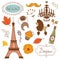 Autumn in Paris. Elegant set with Eiffel tower