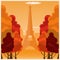 Autumn in Paris. France. Autumn illustration. Eiffel tower.