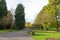 Autumn in a park a pathway curves around