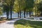 Autumn Park on the shore of the Millstatt lake. Seeboden, Austria