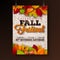 Autumn Party Flyer Illustration with falling leaves and typography design on doodle pattern background. Vector Autumnal