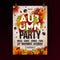 Autumn Party Flyer Illustration with falling leaves and typography design on doodle pattern background. Vector Autumnal