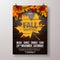 Autumn Party Flyer Illustration with falling leaves and typography design on vintage wood background. Vector Autumnal