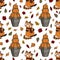 Autumn pattern for children. Red panda. Autumn animals. pumpkins. Thanksgiving day illustration