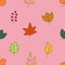 Autumn pattern on a pink backgraund