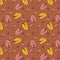 Autumn pattern repeat with flying fall leaves brown and yellow- seamless time for textile printing - vector illustration hand draw