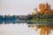 Autumn peaceful lake landscape