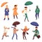 Autumn people cartoon characters set, flat vector illustration isolated.