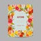 Autumn Photo Frame with Maple Leaves and Flowers. Seasonal Fall Design Card