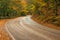 autumn photography turns empty highway