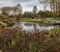 Autumn pictures with reflections in the water in autumn light