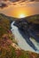 Autumn  picturesque dusk Studlagil canyon is a ravine in Jokuldalur, Eastern Iceland. Famous columnar basalt rock formations and