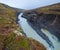 Autumn  picturesque Studlagil canyon is a ravine in Jokuldalur, Eastern Iceland. Famous columnar basalt rock formations and Jokla