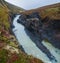 Autumn  picturesque Studlagil canyon is a ravine in Jokuldalur, Eastern Iceland. Famous columnar basalt rock formations and Jokla