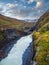 Autumn  picturesque Studlagil canyon is a ravine in Jokuldalur, Eastern Iceland. Famous columnar basalt rock formations and Jokla
